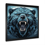 Blue Roaring bear portrait - Bear Living Room Wall Art