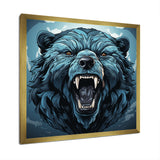 Blue Roaring bear portrait - Bear Living Room Wall Art
