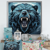 Blue Roaring bear portrait - Bear Living Room Wall Art