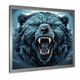 Blue Roaring bear portrait - Bear Living Room Wall Art