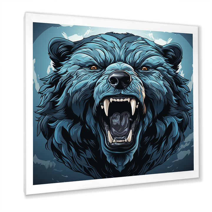 Blue Roaring bear portrait - Bear Living Room Wall Art