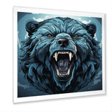 Blue Roaring bear portrait - Bear Living Room Wall Art