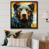 Blue and yellow bear portrait - Bear Wall Decor