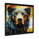 Blue and yellow bear portrait - Bear Wall Decor