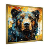 Blue and yellow bear portrait - Bear Wall Decor