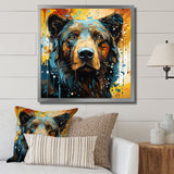 Blue and yellow bear portrait - Bear Wall Decor