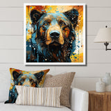 Blue and yellow bear portrait - Bear Wall Decor
