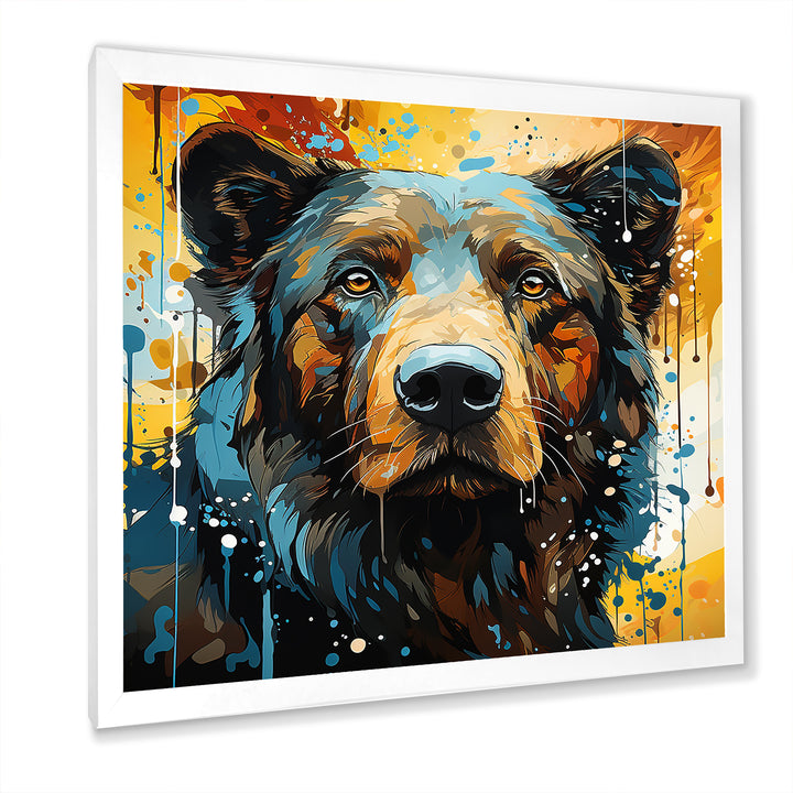 Blue and yellow bear portrait - Bear Wall Decor