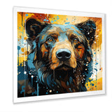 Blue and yellow bear portrait - Bear Wall Decor