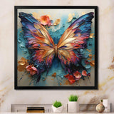 Orange and blue Metallic Butterfly - Animals Canvas Wall Art