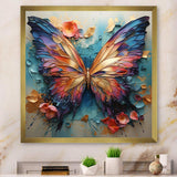 Orange and blue Metallic Butterfly - Animals Canvas Wall Art