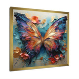 Orange and blue Metallic Butterfly - Animals Canvas Wall Art