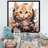 Adorable Cat in springtime flowers - Cat Home Decor Art