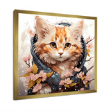 Adorable Cat in springtime flowers - Cat Home Decor Art