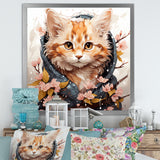 Adorable Cat in springtime flowers - Cat Home Decor Art