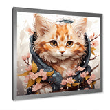 Adorable Cat in springtime flowers - Cat Home Decor Art