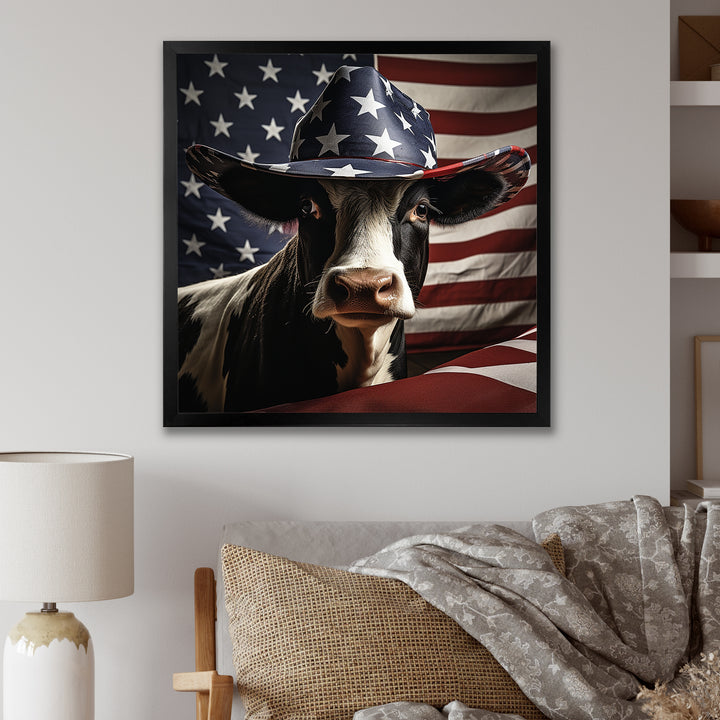 Patriotic Cow in USA - Cow Living Room Wall Art