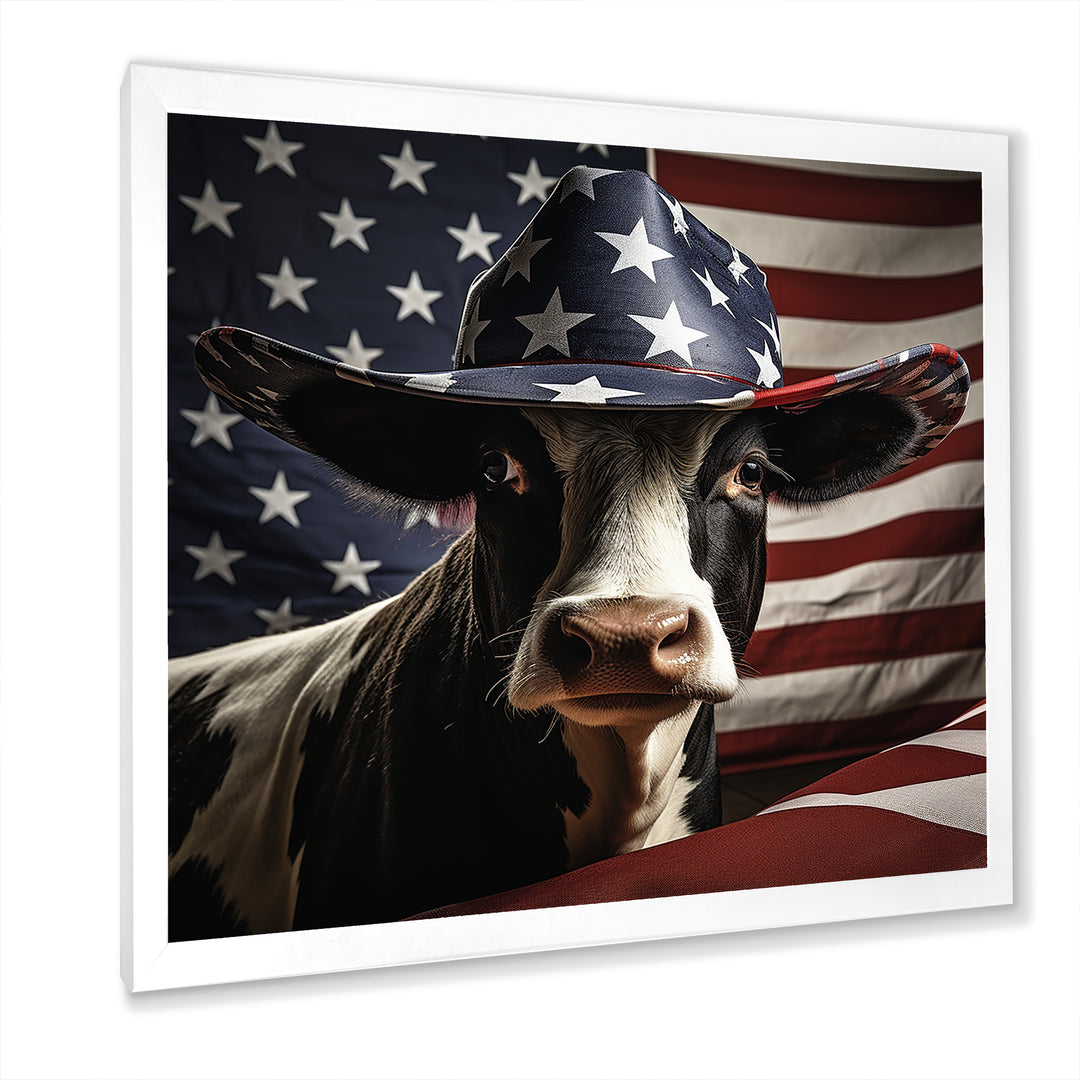 Patriotic Cow in USA - Cow Living Room Wall Art