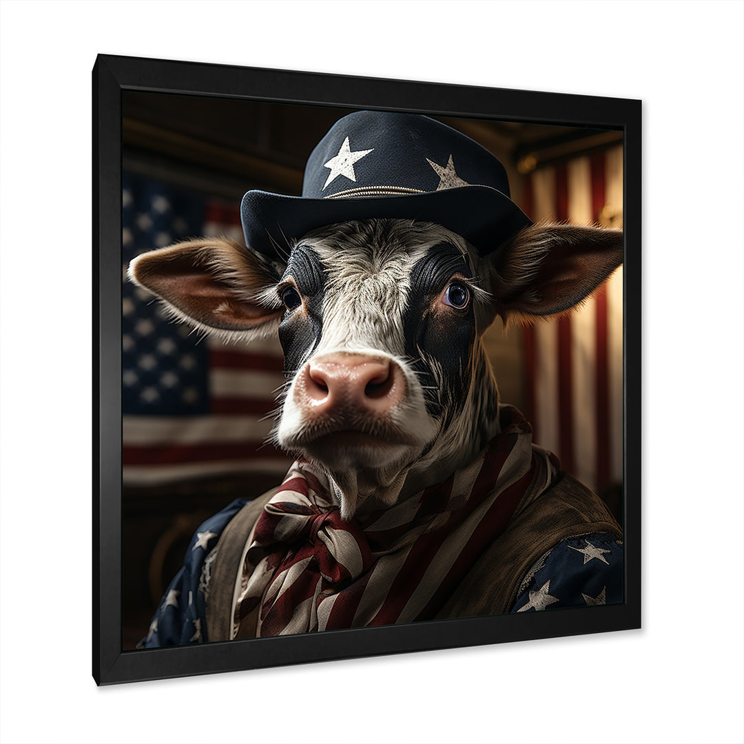 Patriotic Cow USA portrait - Cow Bedroom Wall Art