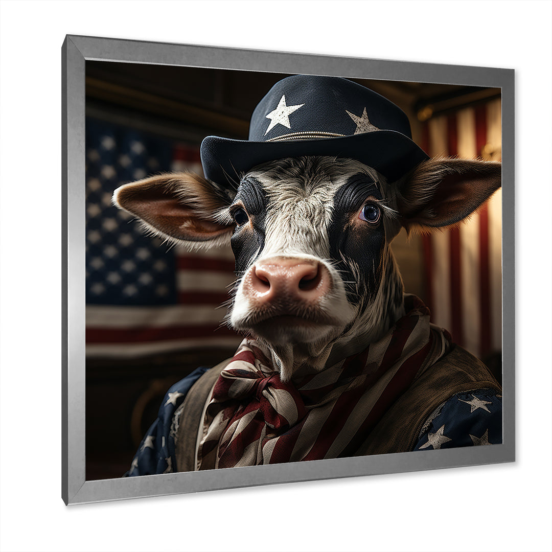 Patriotic Cow USA portrait - Cow Bedroom Wall Art