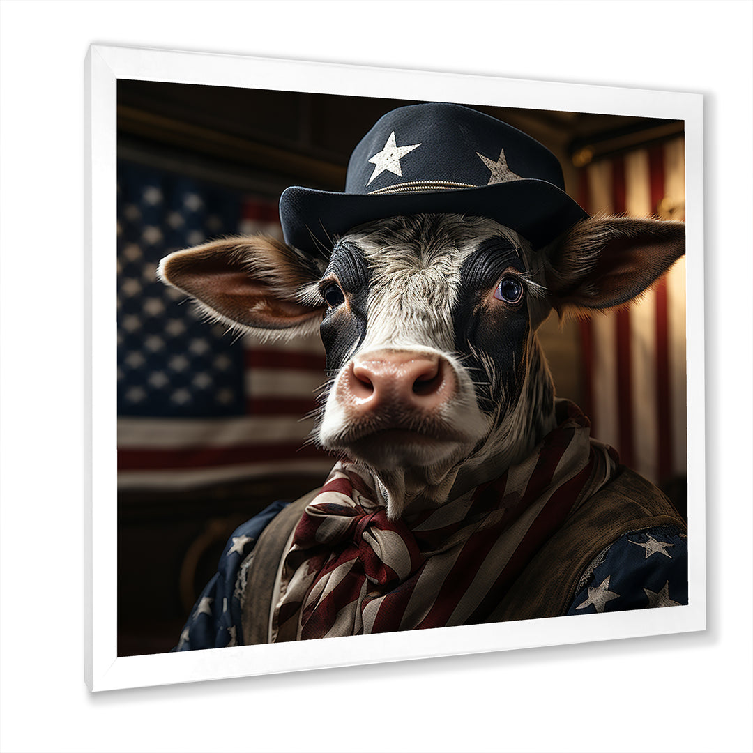 Patriotic Cow USA portrait - Cow Bedroom Wall Art