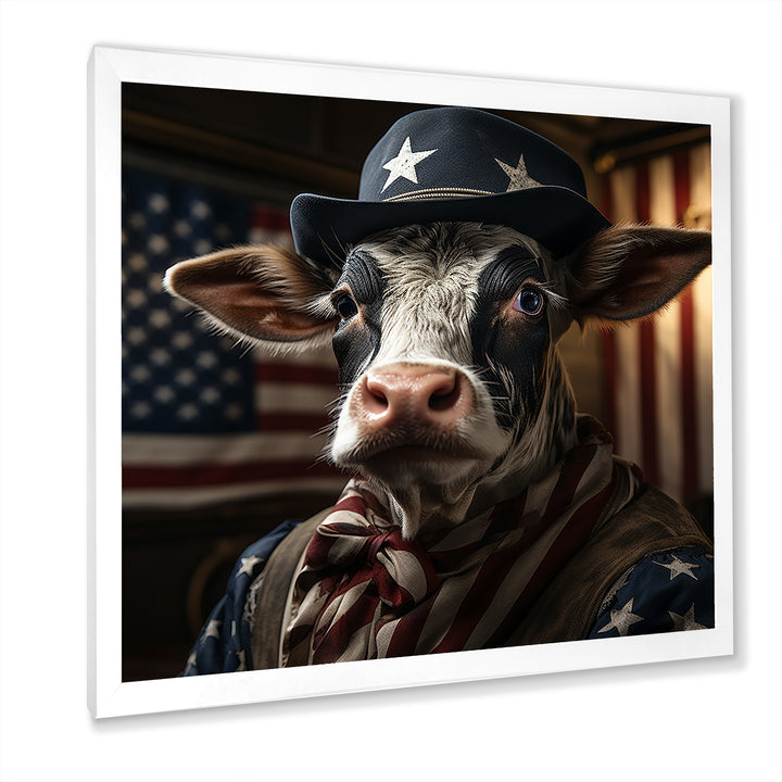 Patriotic Cow USA portrait - Cow Bedroom Wall Art