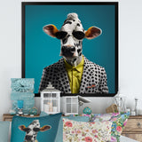 Sunglass suited cow fashion - Cow Canvas Wall Art
