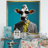 Sunglass suited cow fashion - Cow Canvas Wall Art