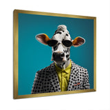 Sunglass suited cow fashion - Cow Canvas Wall Art