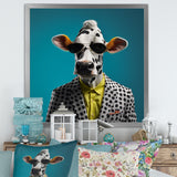 Sunglass suited cow fashion - Cow Canvas Wall Art