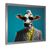 Sunglass suited cow fashion - Cow Canvas Wall Art