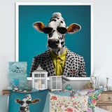 Sunglass suited cow fashion - Cow Canvas Wall Art