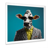 Sunglass suited cow fashion - Cow Canvas Wall Art