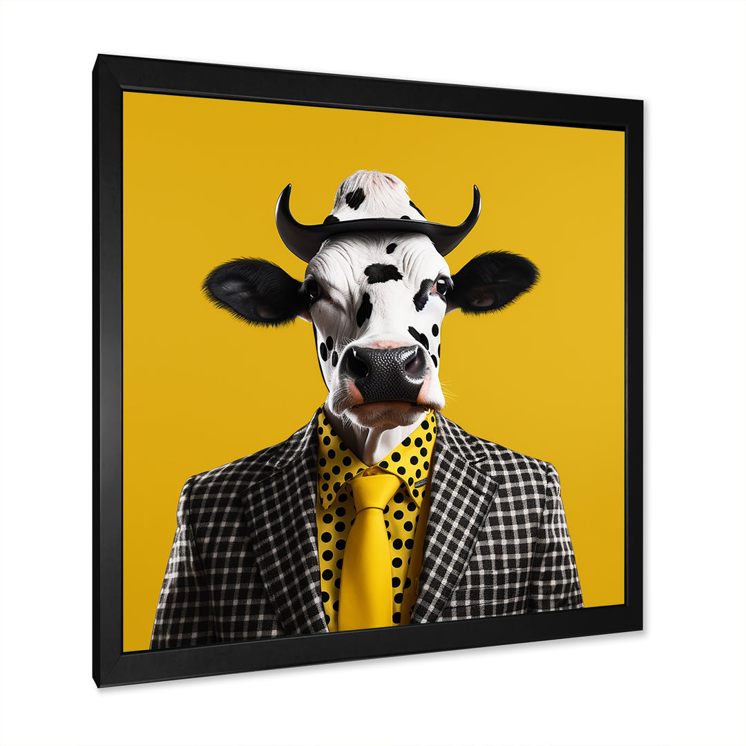 Yellow sunglass suited cow fashion - Cow Wall Decor