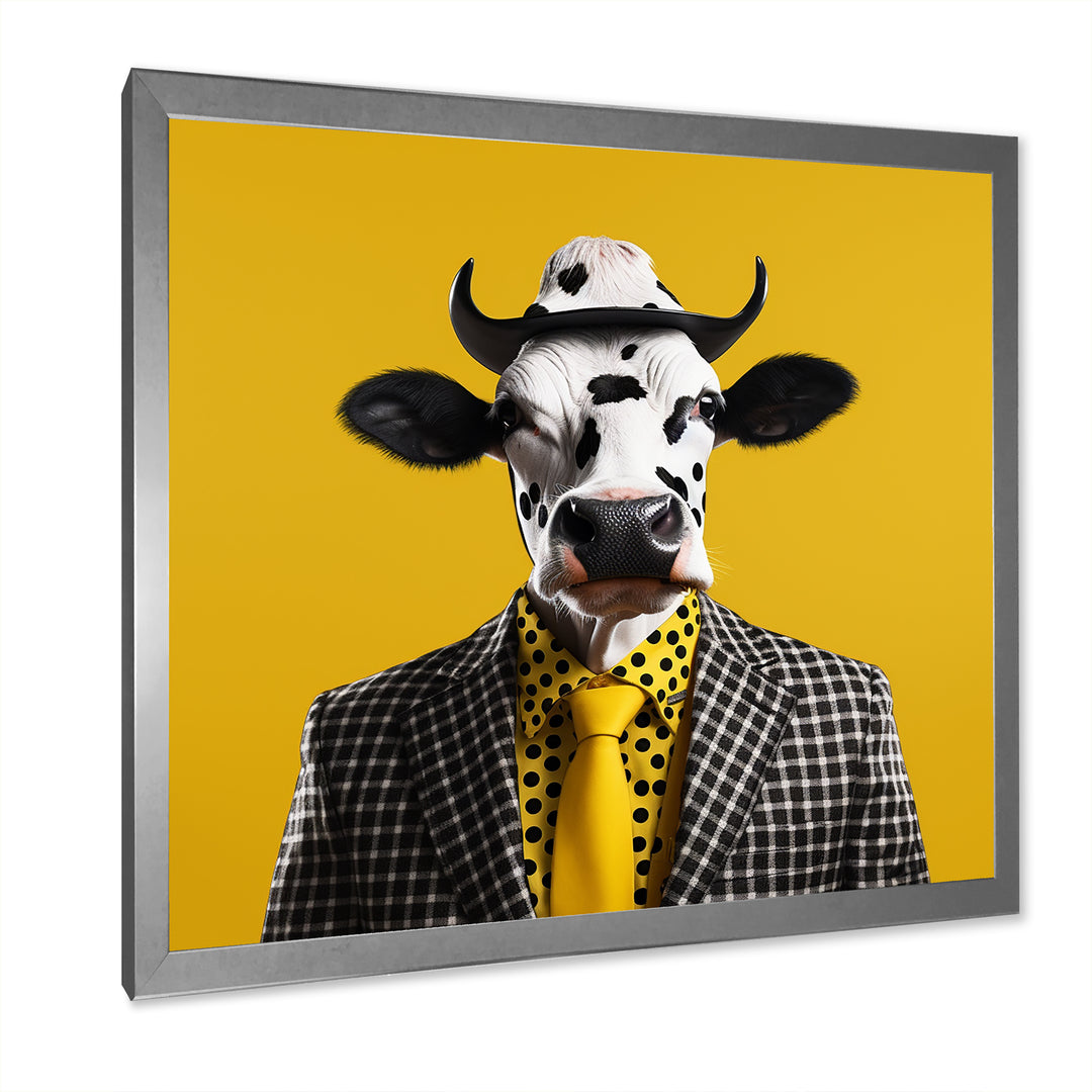 Yellow sunglass suited cow fashion - Cow Wall Decor