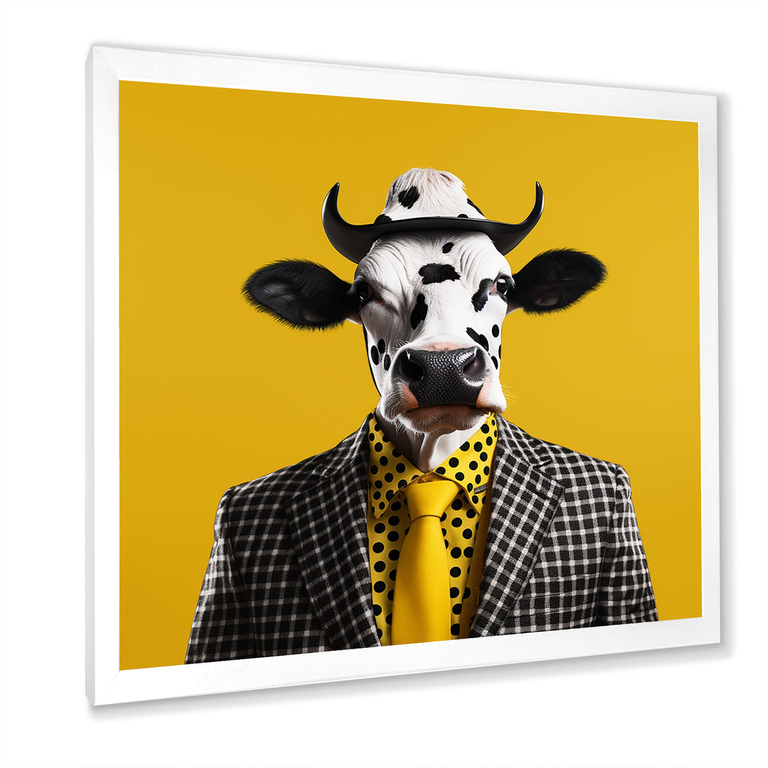 Yellow sunglass suited cow fashion - Cow Wall Decor