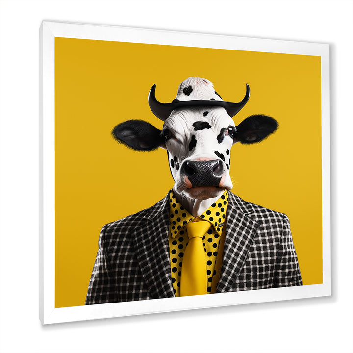 Yellow sunglass suited cow fashion - Cow Wall Decor