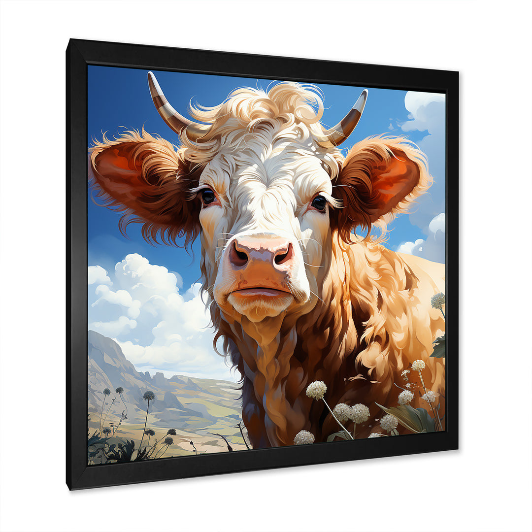 Cow portrait in a flower meadow - Cow Wall Art Prints