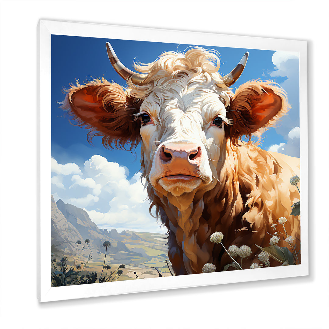 Cow portrait in a flower meadow - Cow Wall Art Prints