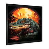 Orange and green Crocodile sunset - Crocodile Framed Canvas Art