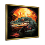 Orange and green Crocodile sunset - Crocodile Framed Canvas Art