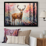 Deer in Shimmering floral forest - Deer Landscape Home Decor Art