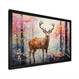 Deer in Shimmering floral forest - Deer Landscape Home Decor Art