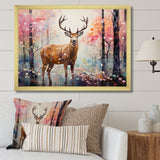 Deer in Shimmering floral forest - Deer Landscape Home Decor Art