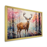 Deer in Shimmering floral forest - Deer Landscape Home Decor Art