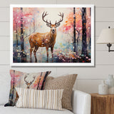 Deer in Shimmering floral forest - Deer Landscape Home Decor Art