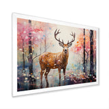 Deer in Shimmering floral forest - Deer Landscape Home Decor Art