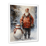 Santa and his snowman in winter wonderland - Deer Bedroom Wall Art