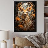 Floral Deer portrait beauty - Deer Landscape Wall Decor
