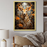 Floral Deer portrait beauty - Deer Landscape Wall Decor